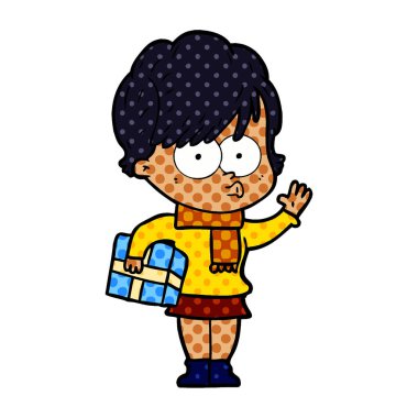 Çizgi filmdeki kadının vektör çizimi