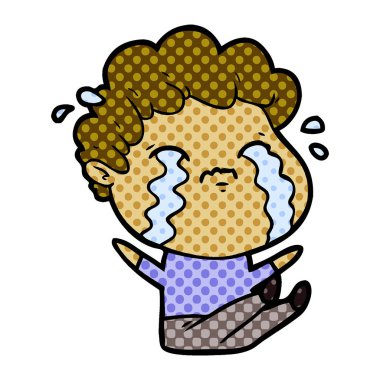 vektör çizim karikatür adam ağlıyor