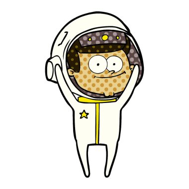 mutlu astronot karikatür vektör çizim
