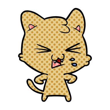 vektör çizim karikatür kedi tıslama