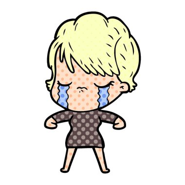 vektör çizim karikatür kadının ağladığını