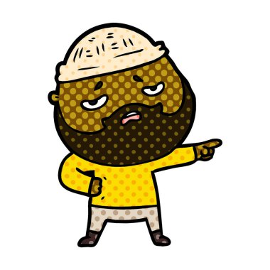 Sakallı endişeli adam çizgi film