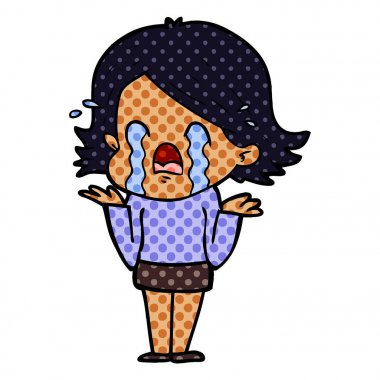 vektör çizim karikatür kadının ağladığını