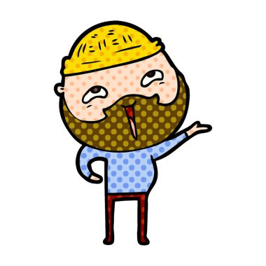 Çizgi film mutlu sakallı adam