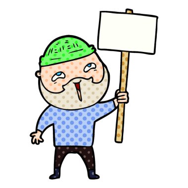 Çizgi film mutlu sakallı adam