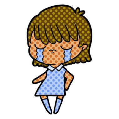 vektör çizim karikatür kadının ağladığını