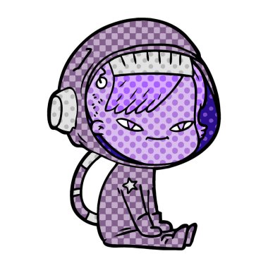 vektör çizim karikatür astronot kadın