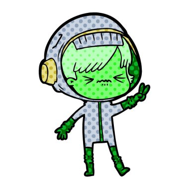 vektör çizim karikatür astronot kadın