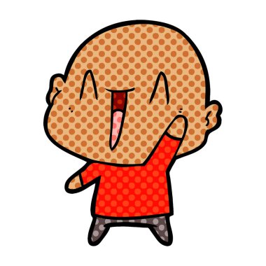 mutlu karikatür kel adam