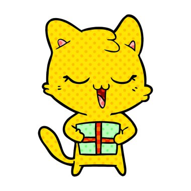 vektör çizim karikatür mutlu kedi