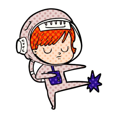 vektör çizim karikatür astronot kadın