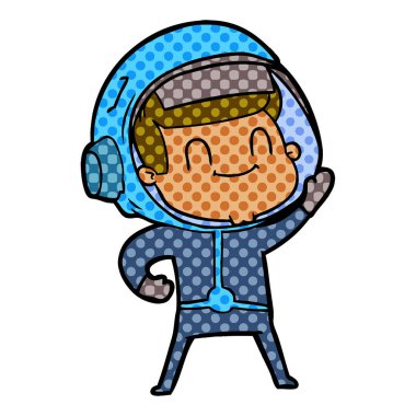 mutlu karikatür astronot vektör çizim