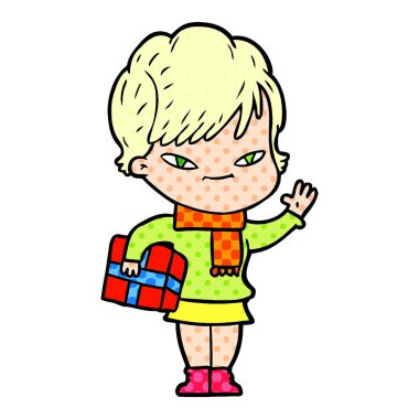 vektör çizim karikatür mutlu kadın