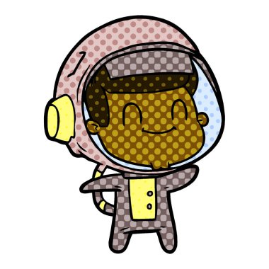 mutlu karikatür astronot vektör çizim