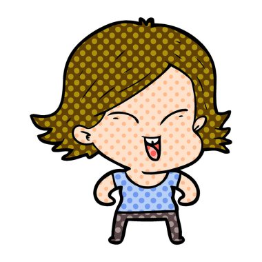 mutlu çizgi film kız vektör çizim