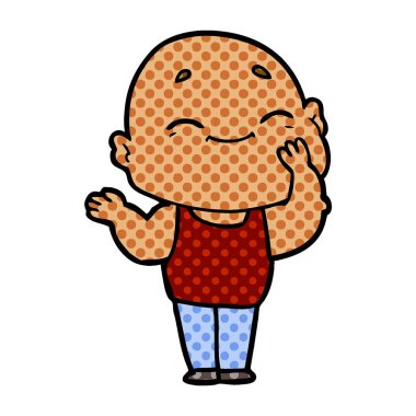 karikatür mutlu kel adam