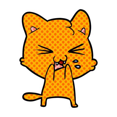 vektör çizim karikatür kedi tıslama
