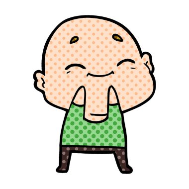 karikatür mutlu kel adam