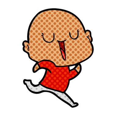 mutlu karikatür kel adam