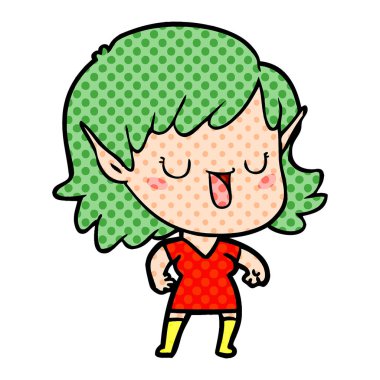 vektör çizim karikatür elf kızı