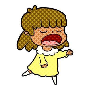 yüksek sesle konuşuyor karikatür kadın