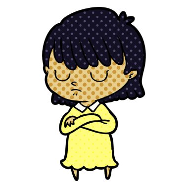 Çizgi filmdeki kadının vektör çizimi