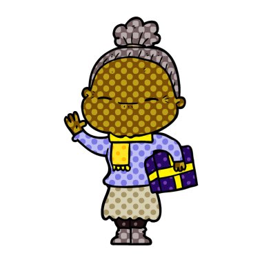 çizgi film huzurlu yaşlı kadın