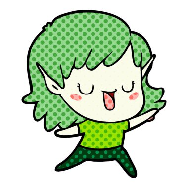 vektör çizim karikatür elf kızı