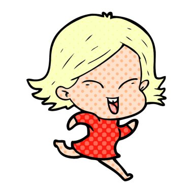 mutlu çizgi film kız vektör çizim