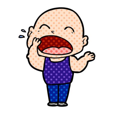 karikatür bağırarak kel adam