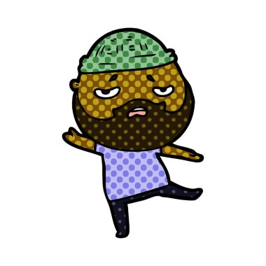 Sakallı endişeli adam çizgi film