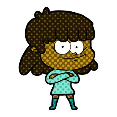 vektör çizim karikatür gülümseyen kadın