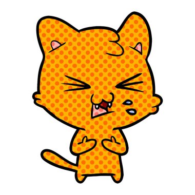 vektör çizim karikatür kedi tıslama