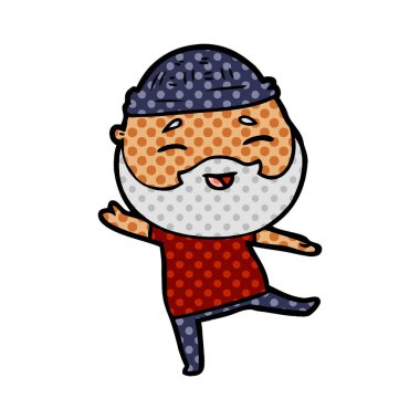 Çizgi film mutlu sakallı adam