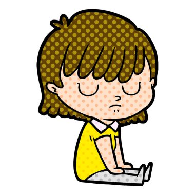 Çizgi filmdeki kadının vektör çizimi