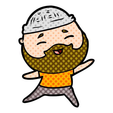 Çizgi film mutlu sakallı adam