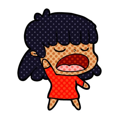 yüksek sesle konuşuyor karikatür kadın