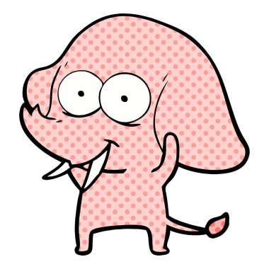 mutlu çizgi film fil vektör çizim