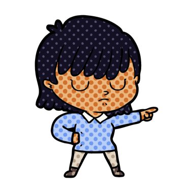 Çizgi filmdeki kadının vektör çizimi