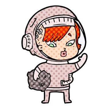 vektör çizim karikatür astronot kadın