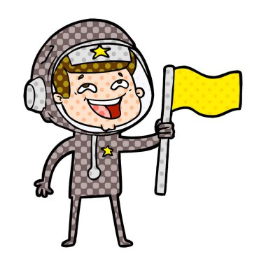 vektör çizim karikatür gülen astronot