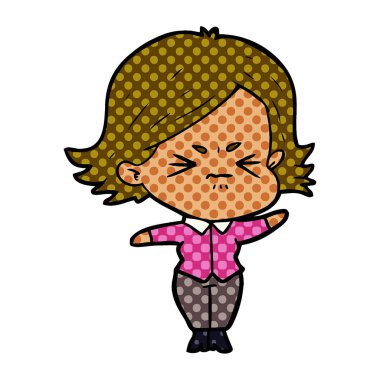 vektör çizim karikatür kızgın kız