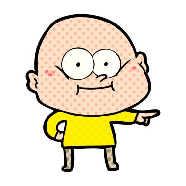 karikatür kel adam bakıyor