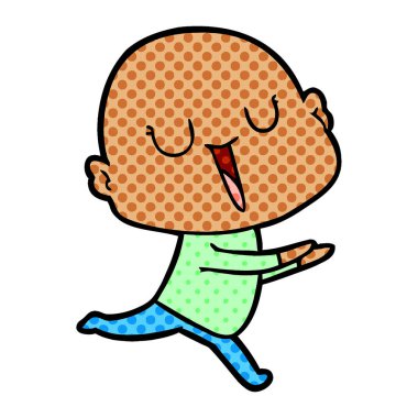 mutlu karikatür kel adam