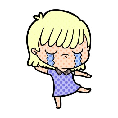 vektör çizim karikatür kadının ağladığını