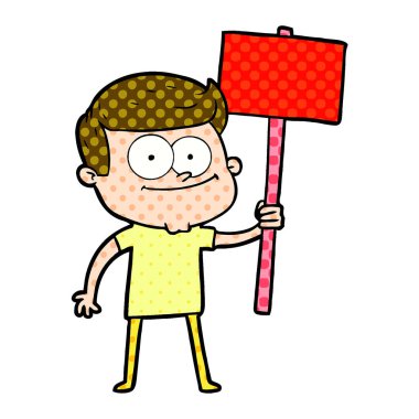 çizgi film afişini ile mutlu bir adam