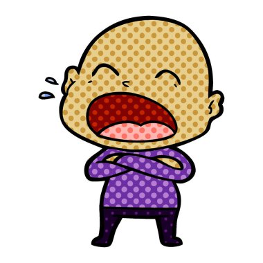 karikatür bağırarak kel adam