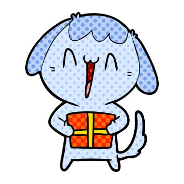 sevimli çizgi köpek Noel hediyesi ile