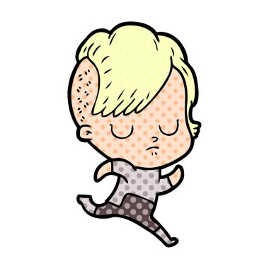 Çizgi filmdeki kadının vektör çizimi