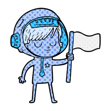 vektör çizim karikatür astronot kadın